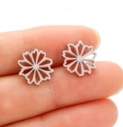 Stainless Steel Simple Flower Earrings