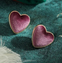 Load image into Gallery viewer, Large Velvet Heart Earrings
