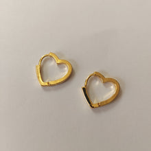 Load image into Gallery viewer, Small Heart Hoop Earrings
