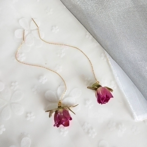 Resin Flower Threader Earrings