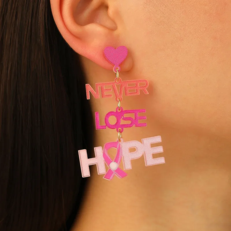 Never Lose Hope Breast Cancer Acrylic Earrings