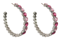 Load image into Gallery viewer, Multi-Colored Rhinestone Heart Shape Hoop Earrings
