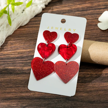 Load image into Gallery viewer, Acrylic Heart 3 Tiered Earrings
