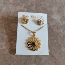 Load image into Gallery viewer, Stainless Steel Flower Necklace and Earring Set
