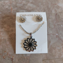 Load image into Gallery viewer, Stainless Steel Flower Necklace and Earring Set
