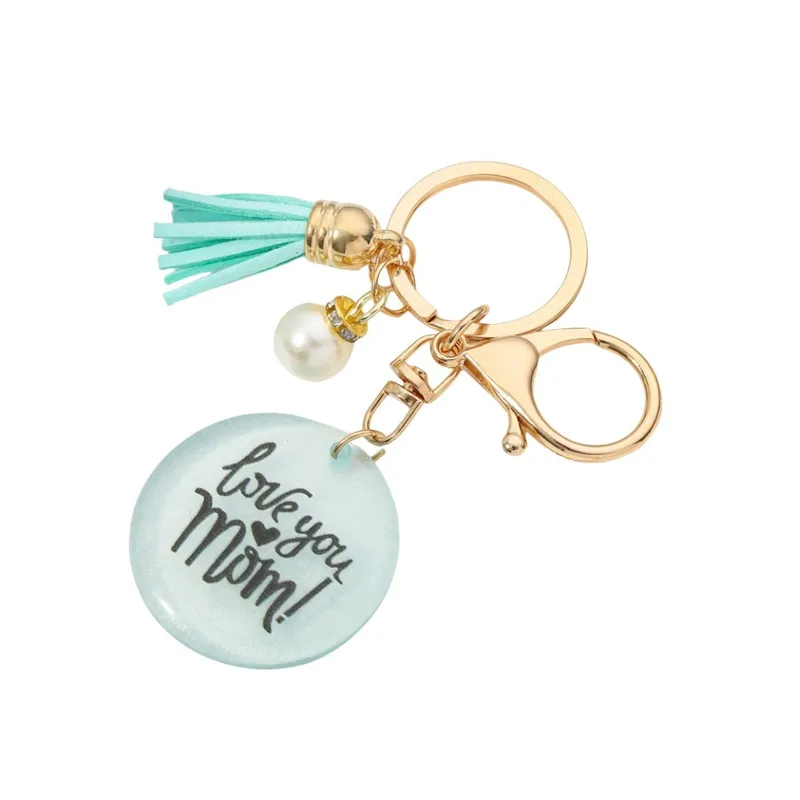 Acrylic Love You Mom Keychain
