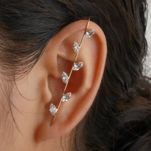 Load image into Gallery viewer, Rhinestone Leaves Stud and Ear Cuff
