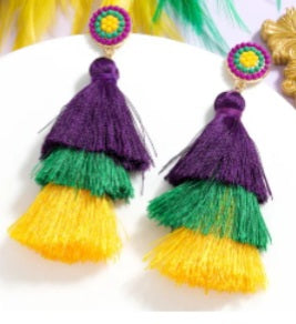 Mardi Gras Tassel Earrings