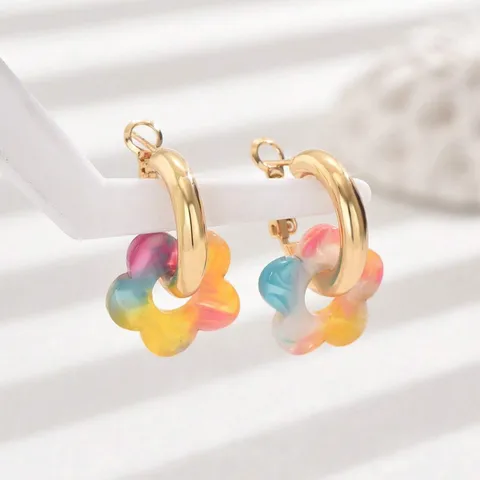 Acrylic Flower Hoop Earrings