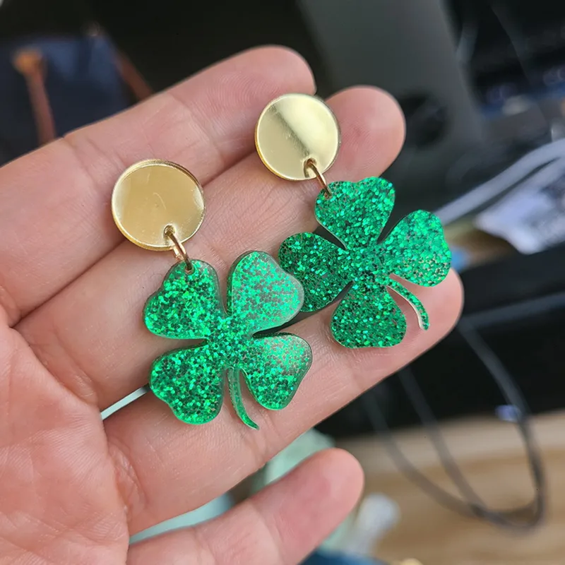 Four Leaf Clover Acrylic Earrings