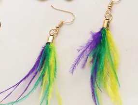 Mardi Gras Feather Earrings