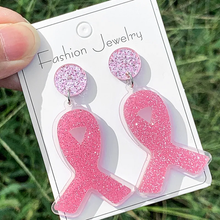 Load image into Gallery viewer, Acrylic Breast Cancer Earrings
