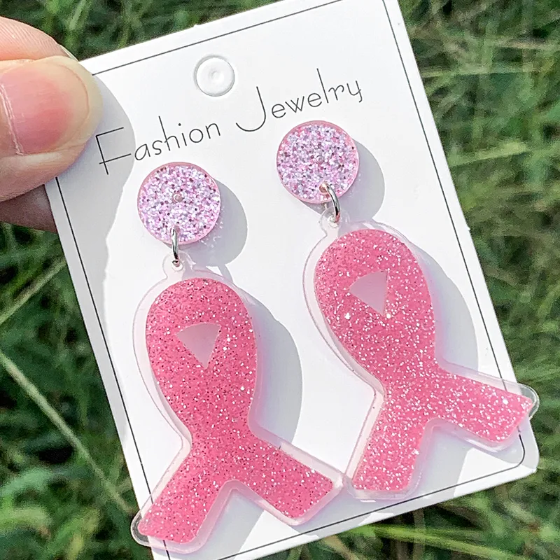 Acrylic Breast Cancer Earrings