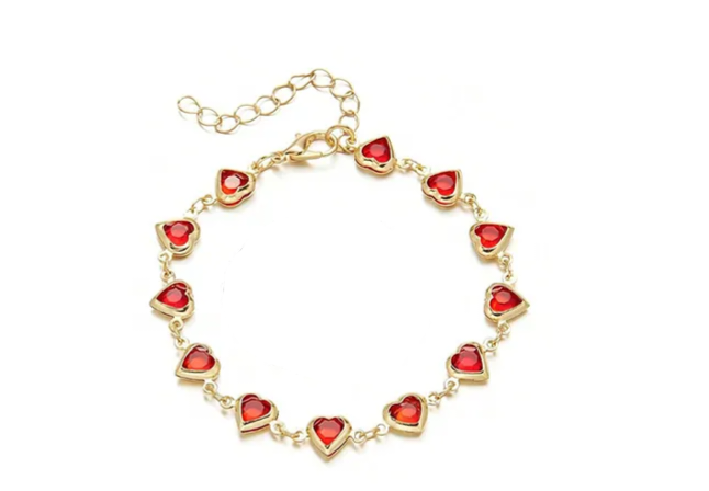 Rhinestone Heart Bracelet