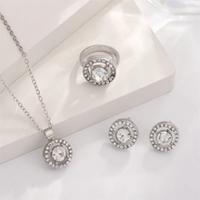 Load image into Gallery viewer, Elegant Rhinestone Necklace Ring And Earring Set
