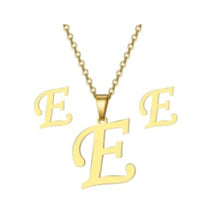 Load image into Gallery viewer, Stainless Steel Letter Necklace and Earrings Set
