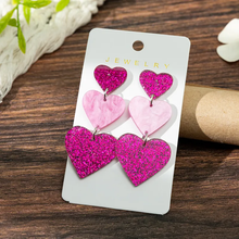 Load image into Gallery viewer, Acrylic Heart 3 Tiered Earrings
