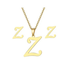 Load image into Gallery viewer, Stainless Steel Letter Necklace and Earrings Set
