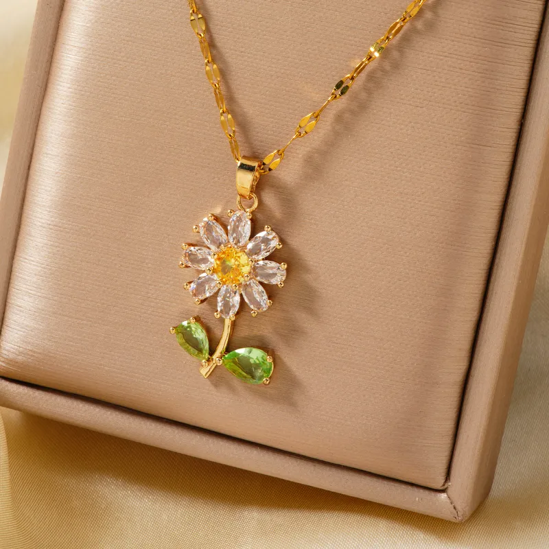 Stainless Steel Sunflower Necklace