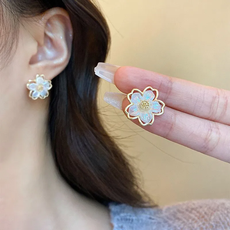 Iridescent Flower Stud Earrings