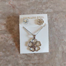 Load image into Gallery viewer, Stainless Steel Flower Necklace and Earring Set
