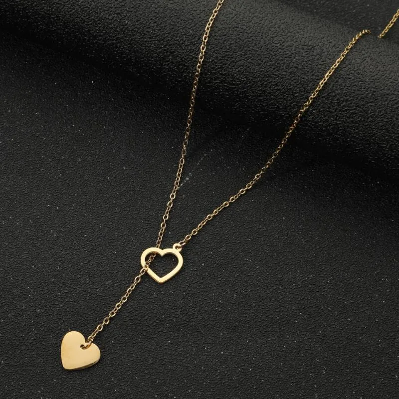 Stainless Steel Heart Lariat Necklace