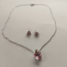 Load image into Gallery viewer, Rhinestone Heart Necklace and Earring Set
