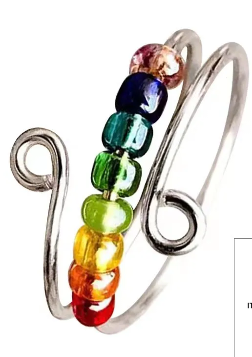 Multi-color Beaded Adjustable Ring