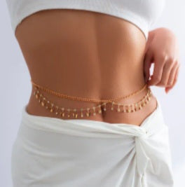 Butterfly and Rhinestone Layered Waist Chain