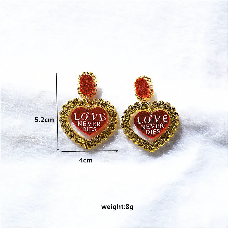 Acrylic Love Heart Earrings