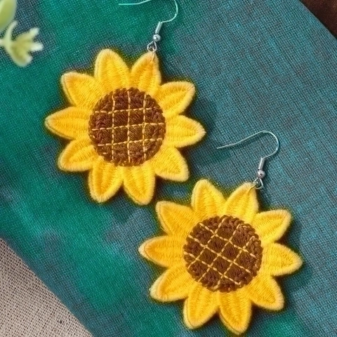 Cloth Sunflower Earrings