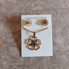 Load image into Gallery viewer, Stainless Steel Flower Necklace and Earring Set
