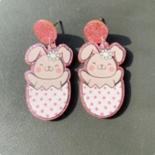 Load image into Gallery viewer, Acrylic Bunny in Egg Earrings
