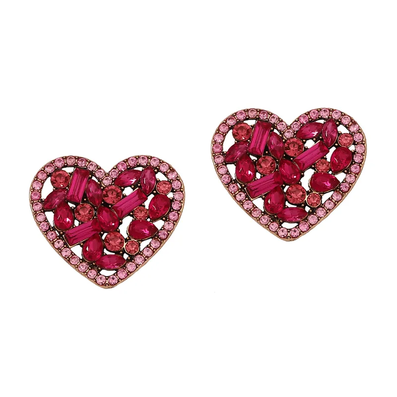 Large Heart Rhinestone Earrings