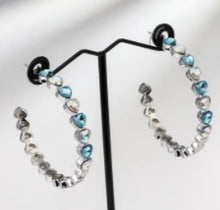 Load image into Gallery viewer, Multi-Colored Rhinestone Heart Shape Hoop Earrings
