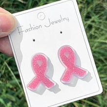 Load image into Gallery viewer, Acrylic Breast Cancer Earrings
