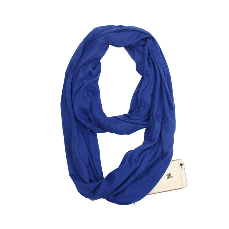 Modern and Chic Infinity Scarf with Secret Pocket for Evening Jog - Classic Blue