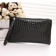 Load image into Gallery viewer, Glossy Faux Croc Skin Long Wristlet
