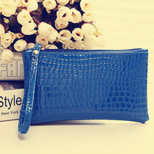 Load image into Gallery viewer, Glossy Faux Croc Skin Long Wristlet
