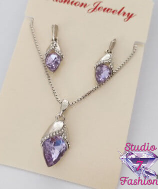 Lavender Drop Necklace Earring Set