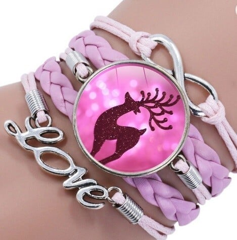 Pink Reindeer Braided Bracelet