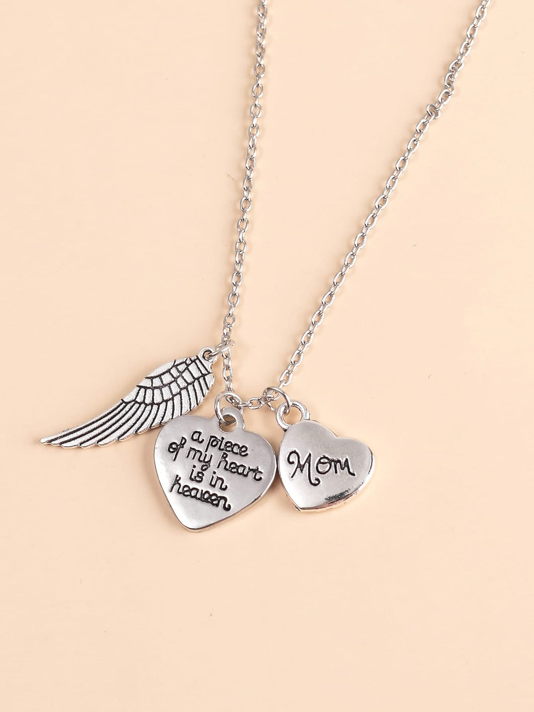 Letter Engraved Heart Charm Necklace