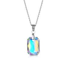 Load image into Gallery viewer, Stainless Steel Rectangle Crystal Pendant Necklace
