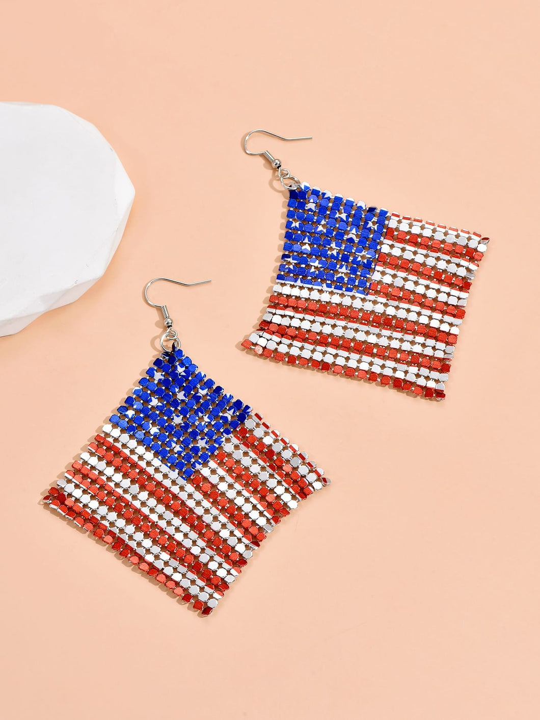 American Flag Print Mesh Earrings