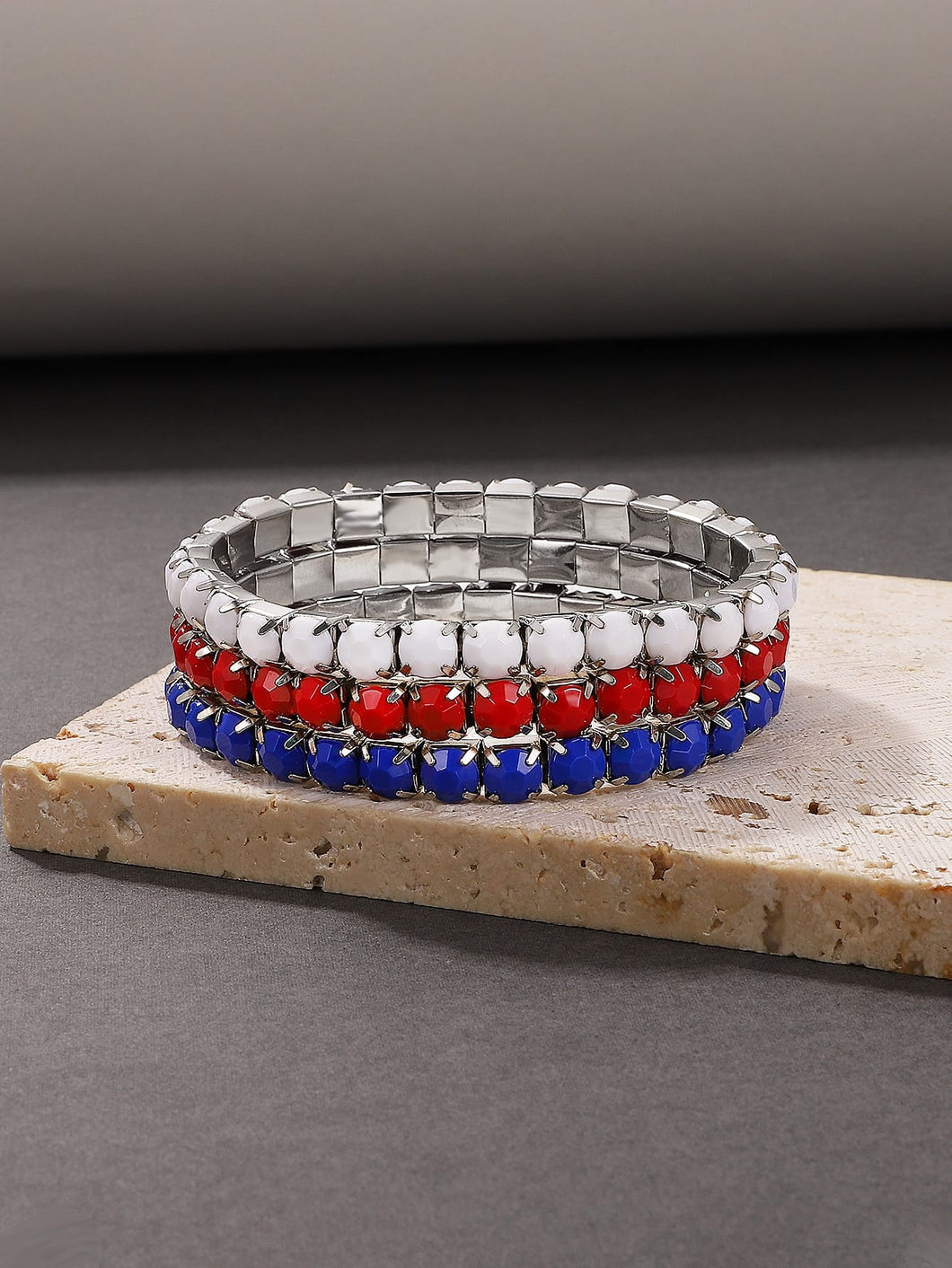 3pc Red, White, And Blue Bracelets