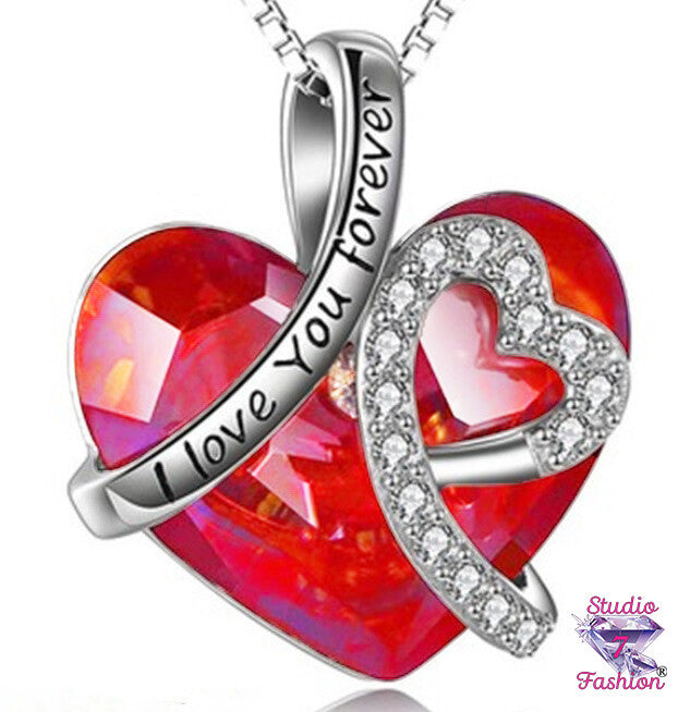 Forever Love Double Heart Ruby Necklace