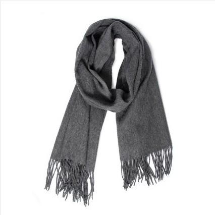 Cashmere Scarf with Tassels - Light Gray