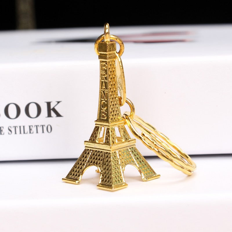 Pretty Eiffel Tower Keychain Charm - Gold