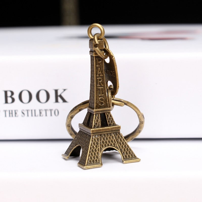 Pretty Eiffel Tower Keychain Charm - Bronze