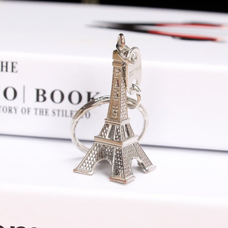 Pretty Eiffel Tower Keychain Charm - Silver